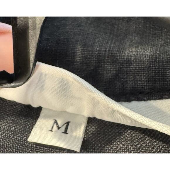 Bryn Walker Hidden Button Linen Shirt Women’s Size Medium Black Coastal Minimal - Picture 7 of 8